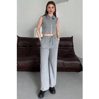 Ärmelloses Westen- und Weite-Hosen-Set