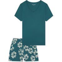 Pyjama-Set mit V-Ausschnitt und Blumen-Shorts