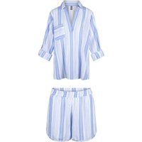 Gestreiftes Baumwoll Shortama Loungewear Set