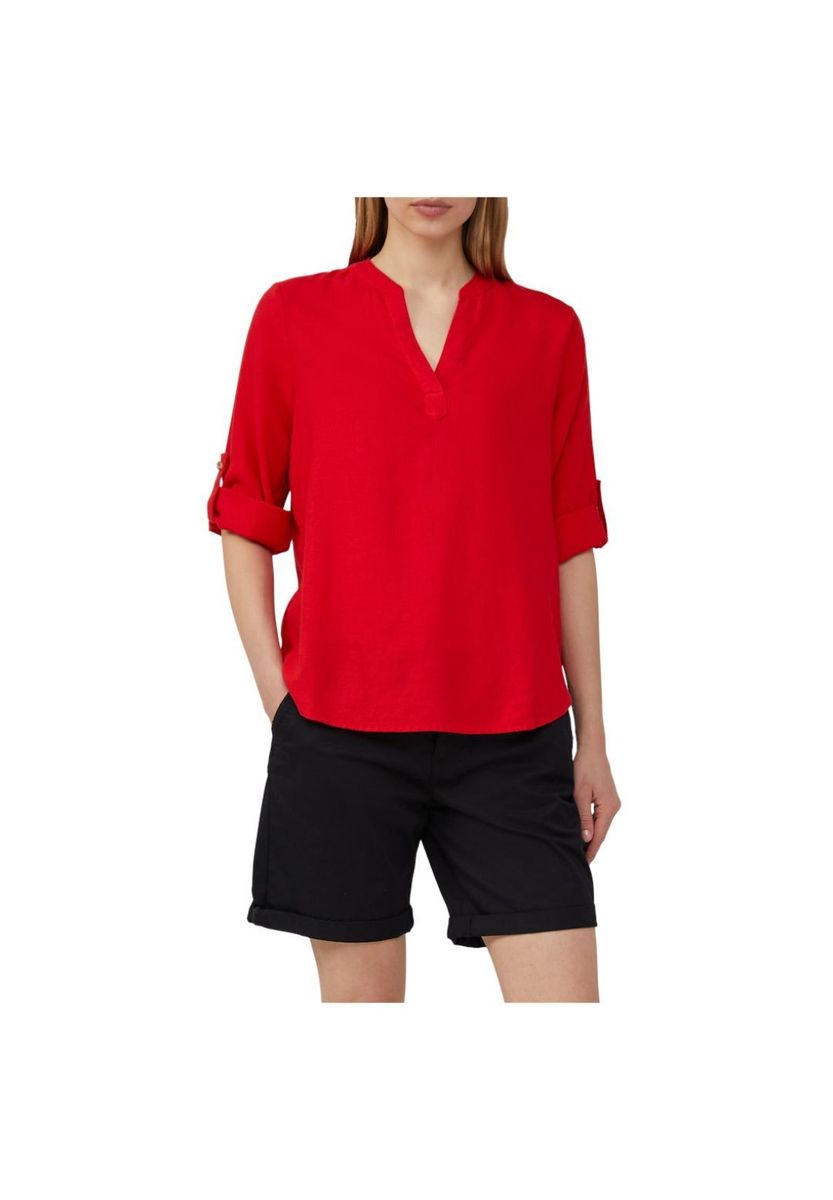 Bluse aus Leinenmix mit Schlitzausschnitt