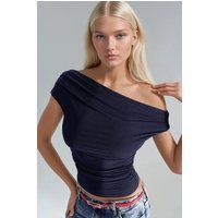 Asymmetrisches Drapiertes Strick-Oberteil