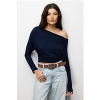 Asymmetrisches schulterfreies Crop-Top