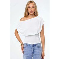 Asymmetrische drapierte Strickbluse