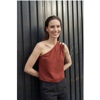 One-Shoulder-Top mit Knopfdetails