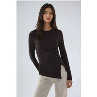 Asymmetrisches Langarmshirt mit Raffung