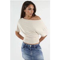 Asymmetrisches Drapierte Strick-Crop-Top