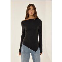 Asymmetrisches Off-Shoulder Rippen-Design