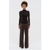 Asymmetrisch gerafftes Rollkragen-Top