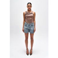 Asymmetrisches drapiertes Cupro-Top
