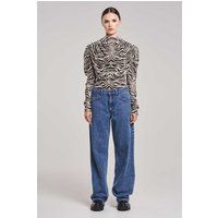 Zebra-Print Bluse mit drapiertem Ausschnitt