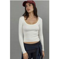 Langarmshirt mit tiefem U-Ausschnitt