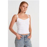 Pointelle Rippstrick Baumwoll Cami Top