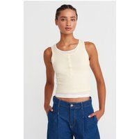 Geripptes ärmelloses Henley-Top