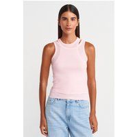 Geripptes Lagen-Crop-Tanktop aus Baumwolle