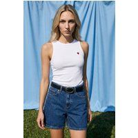 Schmale Jersey-Bluse mit Herzstickerei