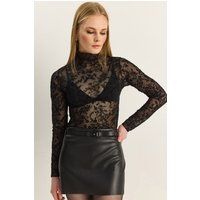 Mesh-Bluse mit Blumenmuster