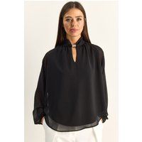 Chiffonbluse mit elegantem Stehkragen