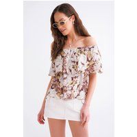 Off-Shoulder-Bluse mit floralem Print
