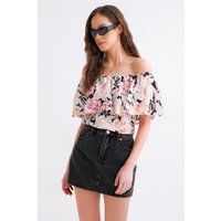 Off-Shoulder-Bluse mit Blumenmuster
