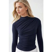 Drapierte Bluse mit Stehkragen