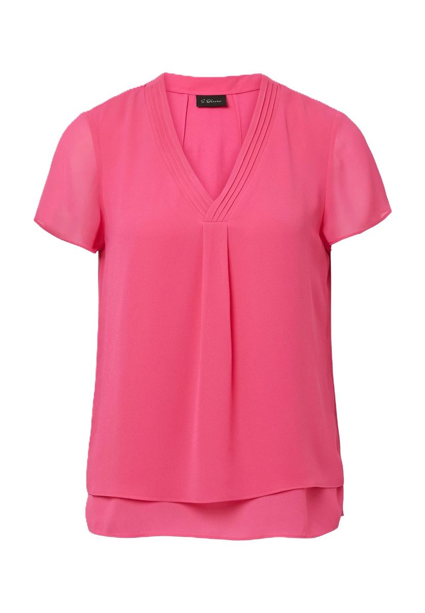Lagen-Chiffonbluse mit V-Ausschnitt
