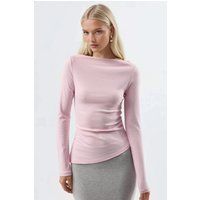 Baumwollbluse mit Bootsausschnitt und Drapierung