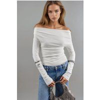 Figurbetonte Off-Shoulder Langarmbluse