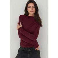 Elegante drapierte U-Boot-Ausschnitt Bluse
