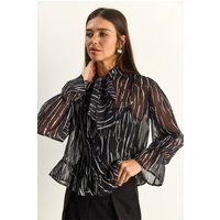 Chiffonbluse mit abstraktem Print und Schluppe