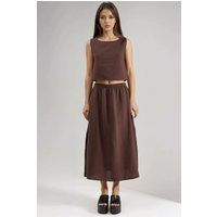 Musselin Crop-Top und Midirock Set
