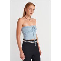 Trägerloses Bandeau-Crop-Top mit Raffung