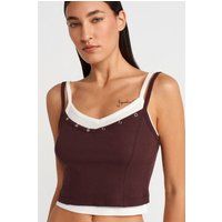 Geripptes Lagenlook Crop-Top