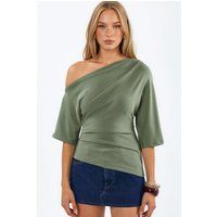 Asymmetrisches Drapiertes Off-Shoulder Oberteil