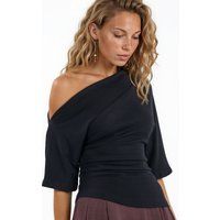Asymmetrisches drapiertes Jersey-Oberteil