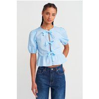 Schößchenbluse mit Schleifen-Details