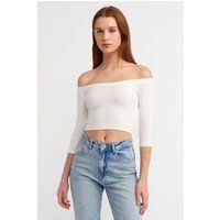 Schulterfreies Cropped Jersey Top