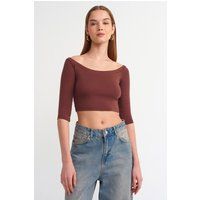 Schulterfreies Cropped Jersey Top