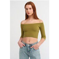 Schulterfreies Cropped Jersey-Top