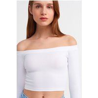 Schulterfreies Cropped Jersey Top