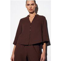 Lockere Krepp-Bluse mit Mandarin-Kragen