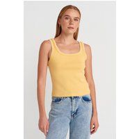 Rippstrick-Tanktop mit Kontrastbesatz