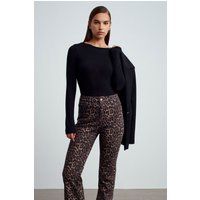 Rippstrick-Bluse mit U-Boot-Ausschnitt