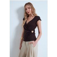 Slim Fit Bluse in Wickeloptik