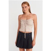 Raff-Bandeau-Croptop ohne Träger