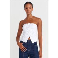 Gerafftes trägerloses Bandeau-Crop-Top
