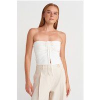 Trägerloses Crop-Top mit Frontraffung