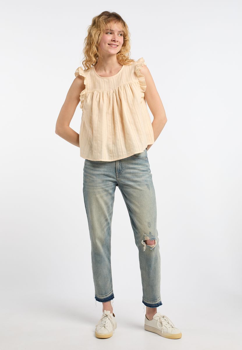 Bestickte Boho-Bluse mit Rüschen