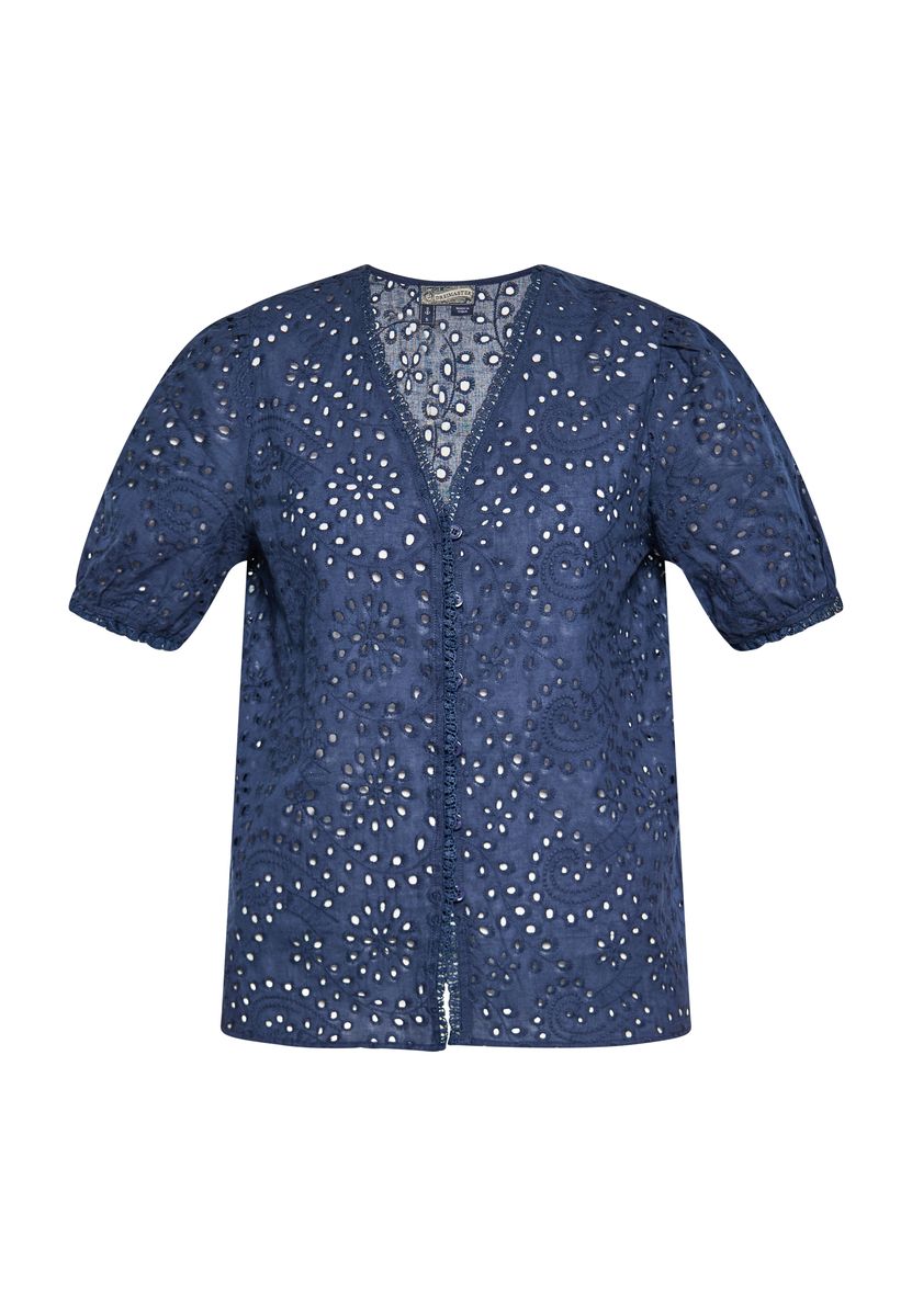 Broderie-Anglaise-Bluse mit Puffärmeln