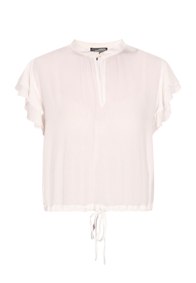 Bluse mit Rüschenärmeln und Kordelzug