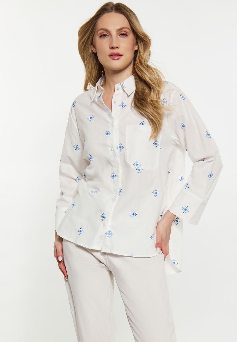 Baumwollbluse mit feiner Stickerei
